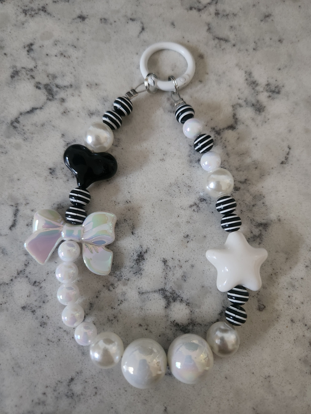 White & Black Beaded Charm